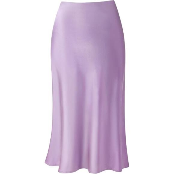 Women Midi Length High Waist Satin Violet - Picture 1 of 4